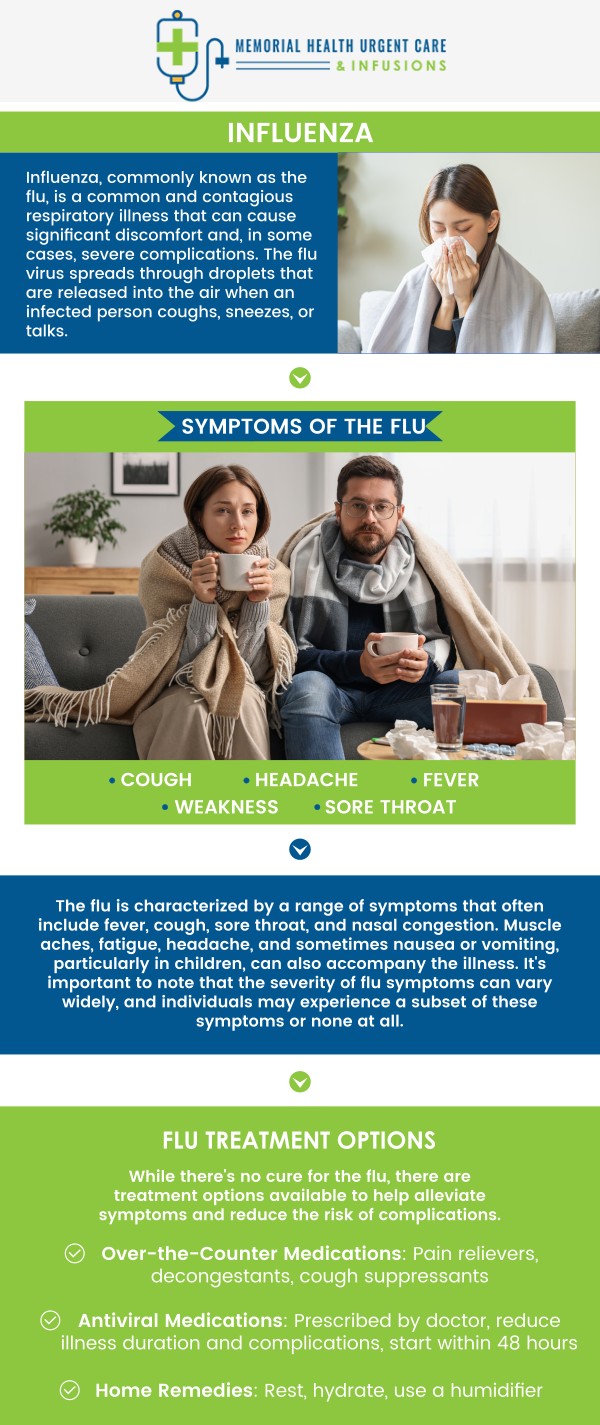 Common questions asked by patients: How do you get rid of the flu fast? How long does the flu virus stay in the body? What are the 5 stages of flu? How do you tell if I have the flu or COVID? Get a flu vaccine and treatment at Memorial Health Urgent Care and Infusions to protect yourself and your loved ones from the flu. For more information, please contact us or book an appointment online. We are conveniently located at 26077 Nelson Way, Unit 104, Katy, TX 77494. We serve patients from Katy TX, Brookshire TX, Park Row TX, Cinco Ranch TX, Fulshear TX, Pecan Grove TX, and surrounding areas. Common questions asked by patients: How do you get rid of the flu fast? How long does the flu virus stay in the body? What are the 5 stages of flu? How do you tell if I have the flu or COVID? Get a flu vaccine and treatment at Memorial Health Urgent Care and Infusions to protect yourself and your loved ones from the flu. For more information, please contact us or book an appointment online. We are conveniently located at 26077 Nelson Way, Unit 104, Katy, TX 77494. We serve patients from Katy TX, Brookshire TX, Park Row TX, Cinco Ranch TX, Fulshear TX, Pecan Grove TX, and surrounding areas.