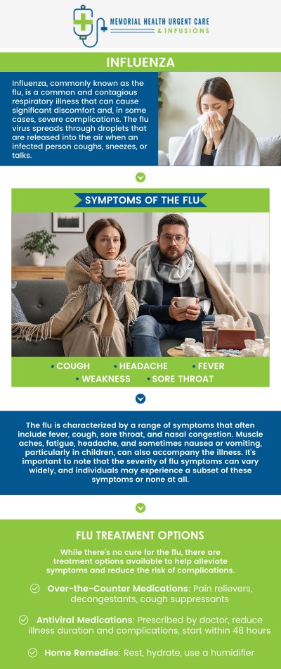 Common questions asked by patients: How do you get rid of the flu fast? How long does the flu virus stay in the body? What are the 5 stages of flu? How do you tell if I have the flu or COVID? Get a flu vaccine and treatment at Memorial Health Urgent Care and Infusions to protect yourself and your loved ones from the flu. For more information, please contact us or book an appointment online. We are conveniently located at 26077 Nelson Way, Unit 104, Katy, TX 77494. We serve patients from Katy TX, Brookshire TX, Park Row TX, Cinco Ranch TX, Fulshear TX, Pecan Grove TX, and surrounding areas. Common questions asked by patients: How do you get rid of the flu fast? How long does the flu virus stay in the body? What are the 5 stages of flu? How do you tell if I have the flu or COVID? Get a flu vaccine and treatment at Memorial Health Urgent Care and Infusions to protect yourself and your loved ones from the flu. For more information, please contact us or book an appointment online. We are conveniently located at 26077 Nelson Way, Unit 104, Katy, TX 77494. We serve patients from Katy TX, Brookshire TX, Park Row TX, Cinco Ranch TX, Fulshear TX, Pecan Grove TX, and surrounding areas.